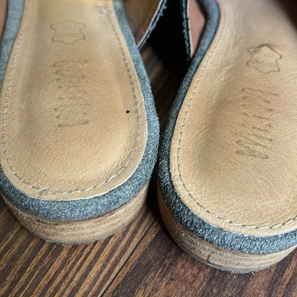 Mi.iM Womens Slip On Mule Gray Pointed Toe Ruffle Trim Low Block Heel sz9 - Picture 3 of 10